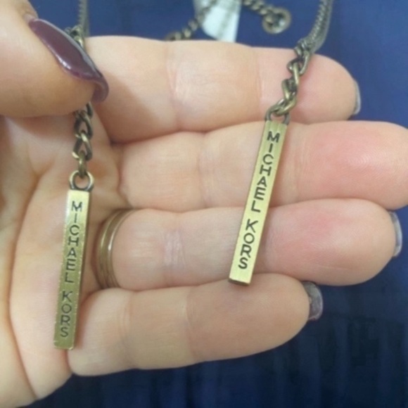 MICHAEL, Michael Kors Designer Women’s Navy Blue Gold Chain Lace-Up Blouse XS - Picture 10 of 11